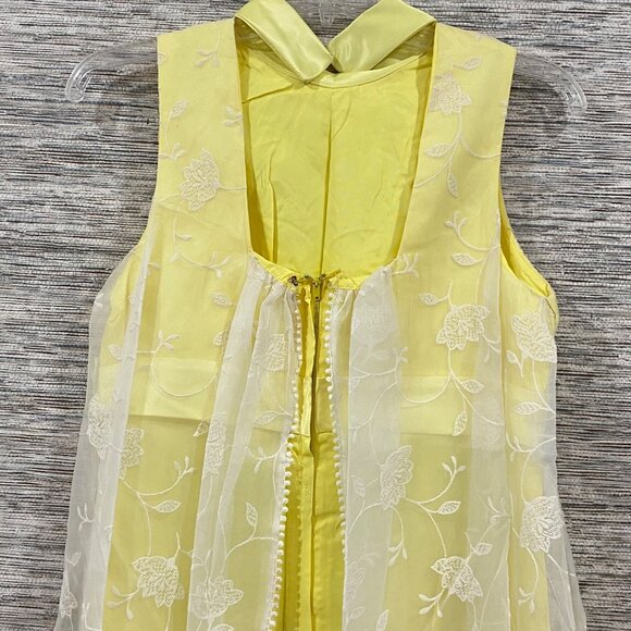 🌼 Vintage 1960s Montgomery Ward Yellow Gown w/ Sheer Overlay - - Picture 5 of 11